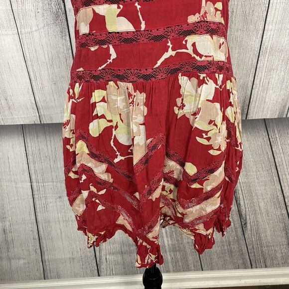 Intimately Free People Women's Small Red Floral Lace Trapeze Mini Dress - Picture 3 of 6